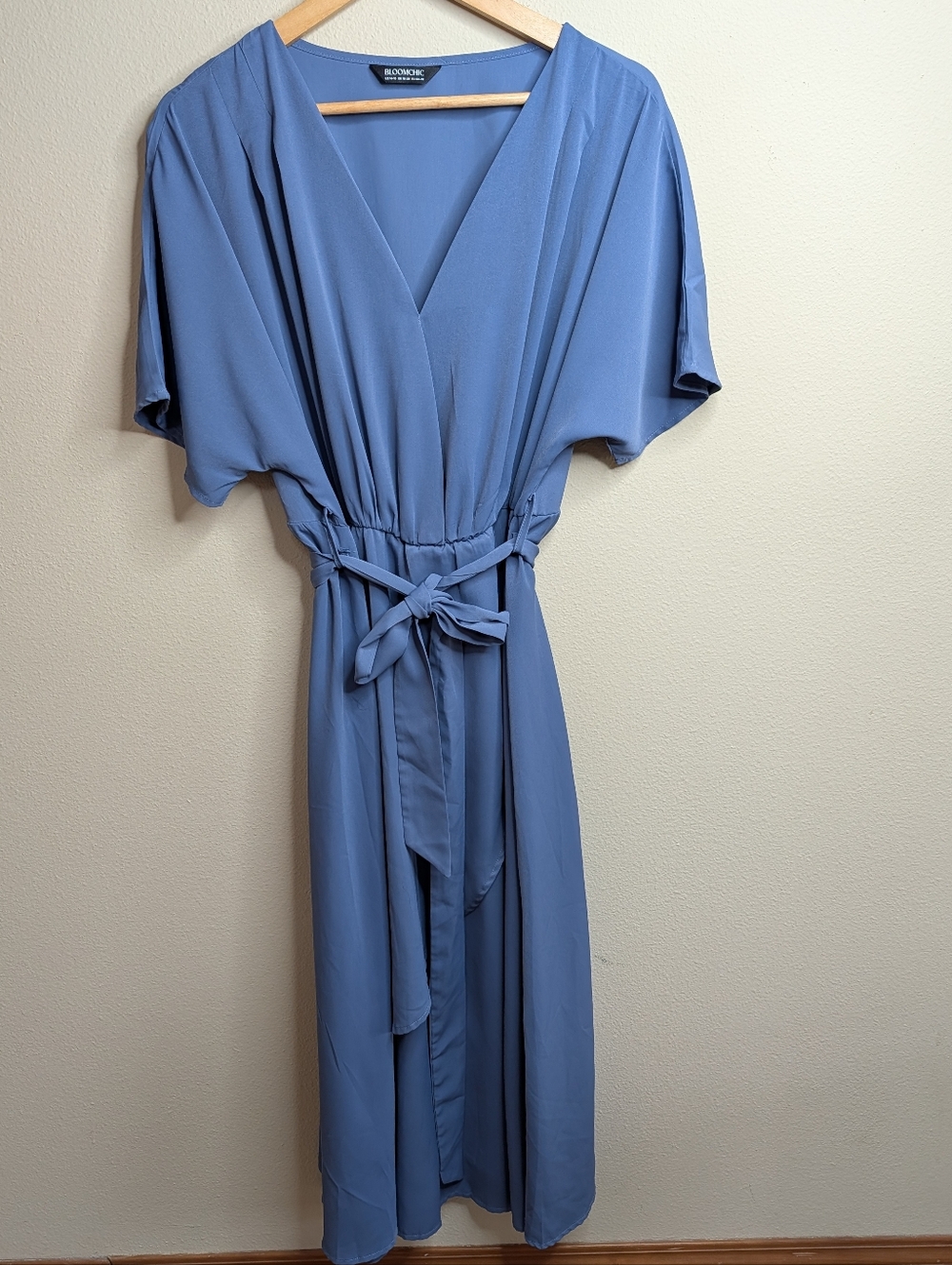 Bloomchic Wrap-Style Maxi Dress | Size 14-16 | Steel Blue